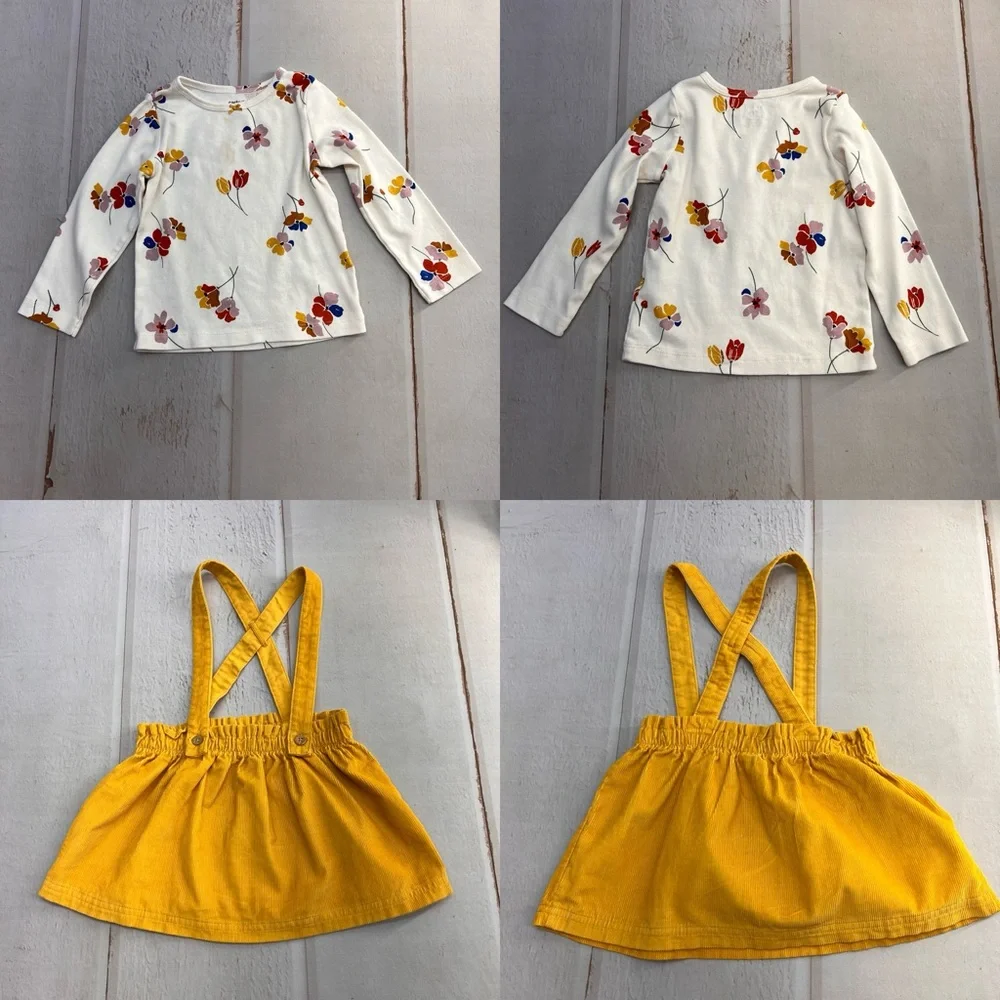 Baby Girl‎ Carter's 3-Piece Floral Tee, Corduroy Jumper, & Tights Set SIZE 24M